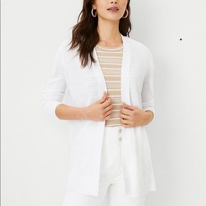 Ann Taylor Linen Blend Open Cardigan